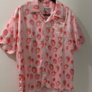 X Dessie Jackson Painted Strawberries Bowling Shirt